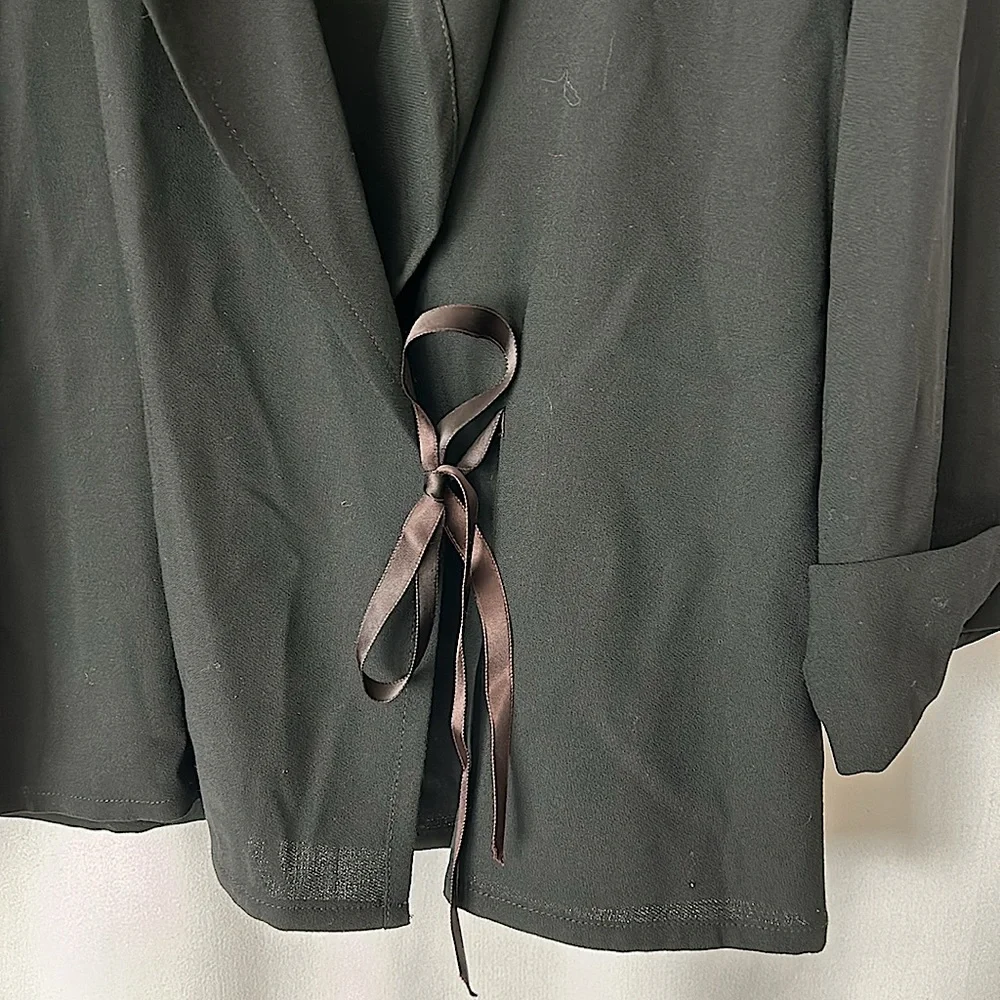 Yves Saint Laurent Ri’ve Gauche Vtg Black Authenticated Tie Jacket Top *Sz 36* - Picture 4 of 6